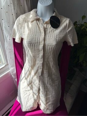 NWT White fox- walk my way terry playsuit
